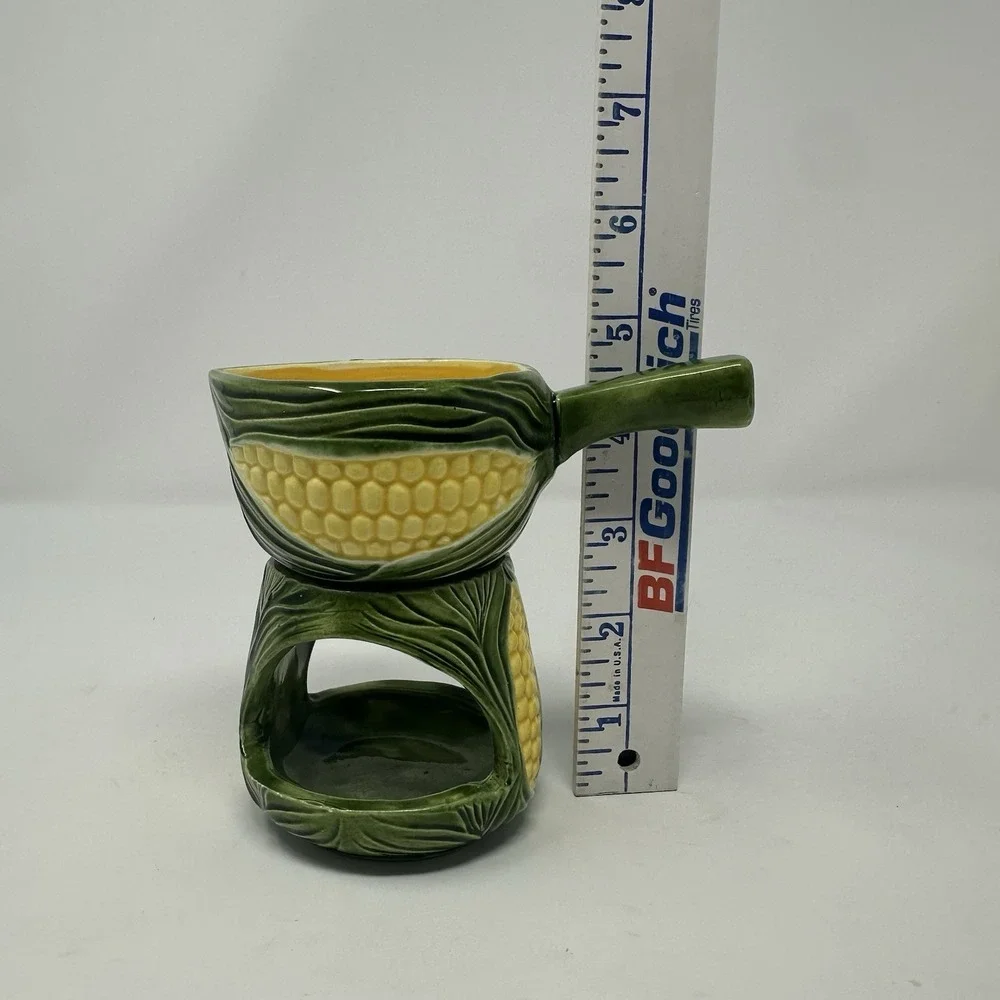 Vintage New Trends Melting Butter Chafing Dish Pottery Corn Yellow Margarine